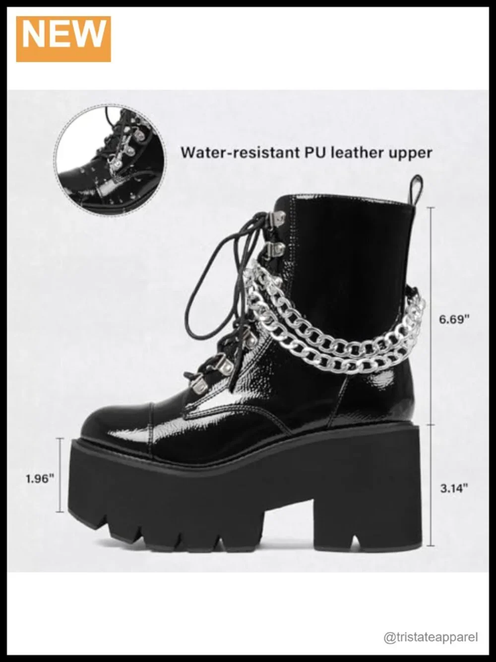 Women's Platform Ankle Boots Goth Combat Booties with Studded Details